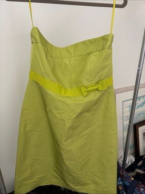 1990s Y2k Jcrew  Women’s Lime Green Strapless Bow Accent Dress